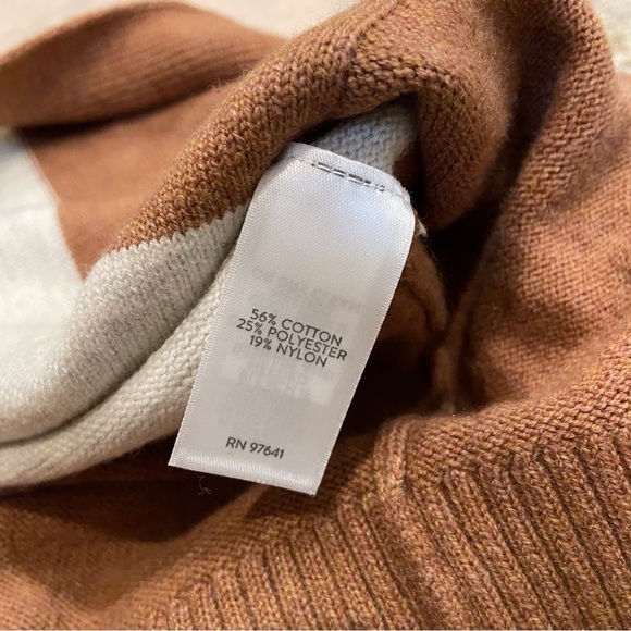 J Jill Large Sweater Cardigan Long Button front Brown Tan Color Block - Picture 9 of 11